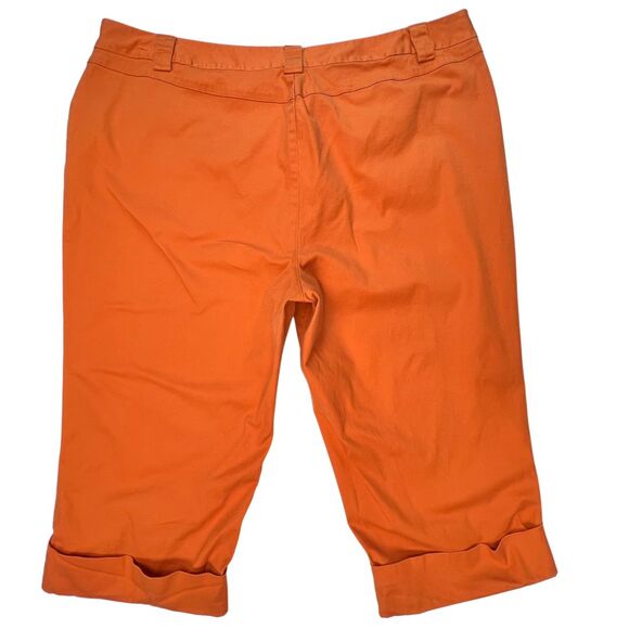 Venezia by Lane Bryant Capris 24 Orange Cuffed Hem Belt Looped Cropped Pants - Picture 8 of 10